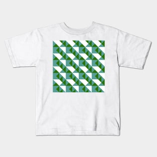 ’Zangles’ - in Teal and Grass Green on a White base Kids T-Shirt